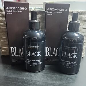NWT Aroma360 Set Of 2 Black Body & Hand Wash & Black Body & Hand Lotion